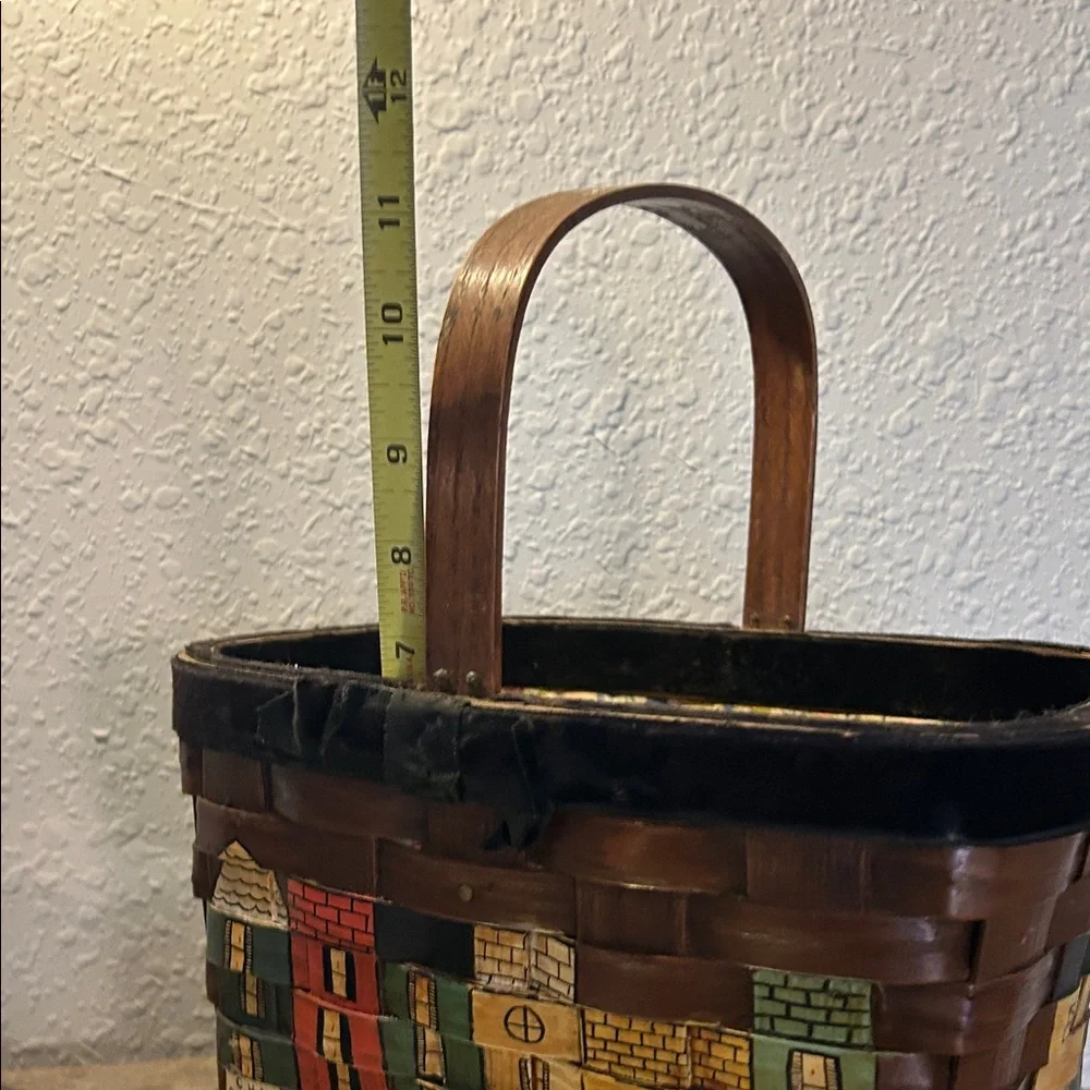 Handcrafted  Caro Nan Village Scene Basket repurposed